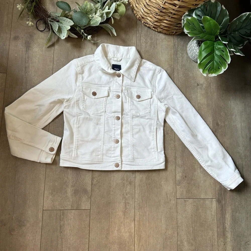 GAP Kids Girls White Denim Jacket Size Medium